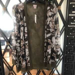 NWT Chico’s flower camo print mesh cardigan